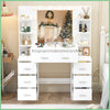 Large Makeup Table with LED Lights Mirror and 7 Drawers & Shelves Dresser Desk