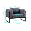 Single/Double/Triple Sofa Armchair Faux Leather Cushion Seat Metal Frame Armrest