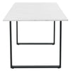 White Marble Effect Extendable 140 - 180 cm Dining Table with Black Metal Legs