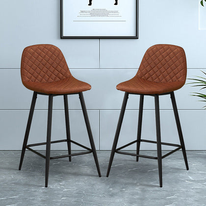 2X Faux Leather Bar Stools Breakfast Pub Chair Cafe Lounge Kitchen With Footrest