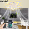 LED Ceiling Fan Light Dimmable Living Room Chandelier Lamp With Remote Wuqmepigy