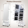Standing Jewelry Armoire Lockable Jewelry Cabinet Vanity Mirror with LED Light