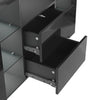 Modern TV Stand Storage Cabinet Unit High Gloss Black with LED Lights 2 Drawers