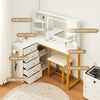 LED Light Dressing Table with 5 Drawers and 3 Open Shelves Vanity Table Gold Leg