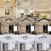 LED Crystal Chandelier Ceiling Light Round/Square Pendant Lamp Dining LivingRoom