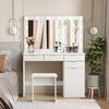 Dressing Table White LED MDF Makeup Desk with 4 Drawers 1 Door Bedroom Gift New