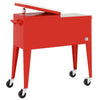 Cooler Cart with Wheels Red 92x43x89 cm Rolling 80 Quart