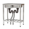 Stainless Steel Double Bowl Kitchen Sink Commercial Catering Wash Sink w/Shelf