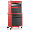 6 Drawer Rolling Tool Chest Combo Lockable Tool Cabinet with Wheels-Red