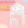2 in 1 Kids Vanity Table and Stool Set Makeup Dressing Table LED Lighted Mirror