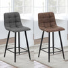 2 x Grey Brown Faux Leather PU Sauqre Bar Stools Pub Chair Stool Padded Seats