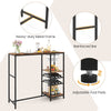 Bar Table Dining Table with Storage Shelves Wine Racks Brown