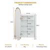 Arched Bathroom Mirror Cabinet Metal Framed Premium Gold Wall Mounted Storage