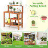 Garden Potting Bench Table with Storage & Teak Oil Finish-Natural
