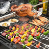 Black Charcoal Grill BBQ Trolley Wheels Two Arm Garden Smoker Shelf Side Steel