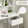 White LED Dressing Table Makeup Vanity with Mirror Drawers & Stool Modern