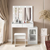 Dressing Table LED Bulbs Mirror Glass TopVanity Cabinet Make up Desk Stool Home