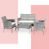 4 Piece Rattan Garden Outdoor Furniture Set Table Chairs Sofa Wicker Patio Set