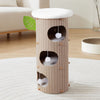 3-Story Cat Tower, 100cm, Wooden Cat House Cosy Bed Soft Cushions Scratch Pad