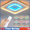 LED Modern Chandelier Lamp White Frame RGB Ceiling Light Livingroom Ceiling Bkvs