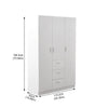 White 3 Door 3 Drawer Triple Wardrobe with Storage Shelves Hanging Rail Bedroom