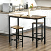 3-Piece Industrial Bar Table Set, Breakfast Table with 2 Stools Rustic Brown