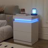 2PCs LED Bedside Table 2 Drawers Cabinet Charging Station Nightstand Storage