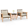 3 Piece Garden Furniture Set Patio Wicker Woven Chair Set with Coffee Table