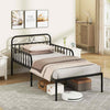 Metal Daybed Extendable Sofa Bed with Trundle for Adults and Guests Black