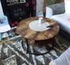 Round Industrial Coffee Table Rustic Metal Furniture Vintage Side Storage Shelf