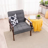 New Accent Chair Wood Frame with Cushion Balck Wide Seat Armchair