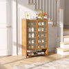 Shoe Rack Shoe Storage Cabinet Rattan Wood Stand Cupboard Unit Organiser 2 Doors
