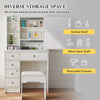Dressing Table White Wood Makeup Desk with Mirror 5 Drawers Stool Shelf Bedroom