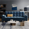 Royal Blue Velvet Convertible Sofa Bed 3 Seater Futon & 2 Bolster Pillows