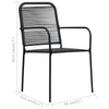 2x Garden Chairs Cotton Rope and Steel Black Outdoor Seating Furniture
