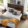 Modern Bedside Table Rattan Nightstand with Storage Drawer-Black