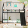 190 x 90 cm House Bunk Bed Low Bunk Bed Frame with Ladder-Black