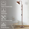 Industrial Floor Lamp Metal Free-standing Light Adjustable Height 180° Lampshade