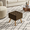 Square Footstool Footrest Pouffe Linen/Velvet/PU Leather Padded Children Seat