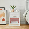 2pcs White Bedside Tables with LED Cabinets 2 Drawers Nightstand Modern Bedroom