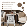 Luxury Silver Side Table w Clock Mirrored Glass Nightstand Furniture Living Room