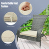 3-Piece Patio Wicker Adirondack Set Ergonomic Oversized Rattan Chairs w/Cushion