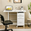 Folding Computer Desk Wheeled PC Laptop Table Writing Workstation-White