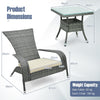 3-Piece Patio Wicker Adirondack Set Ergonomic Oversized Rattan Chairs w/Cushion