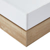 Coffee Table 360° Rotating Modern Square Table With 2 Drawers Storage White+Oak
