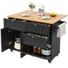 ROLLING KITCHEN ISLAND WITH DROP LEAF TOP, 3 STORAGE DRAWERS & TOWEL RACK, BLACK