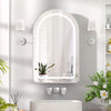Arch Bathroom Mirror Cabinet with 3-Color Led Lights Wall Mounted with Storage
