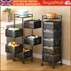 6 Tier Kitchen Rotating Storage Trolley Cart Utility Vegetable Mobile Shelf Rack