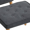 Fabric Armchair High Back Buttoned Upholstered Sofa Accent Chair with Foot Stool