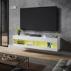 130cm Wall Mounted TV Unit Cabinet Floating TV Stand High Gloss With LED Lights
